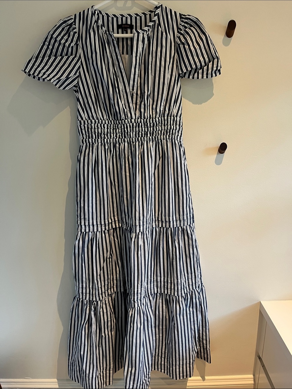 Quince Organic Cotton Striped Tiered Maxi Dress